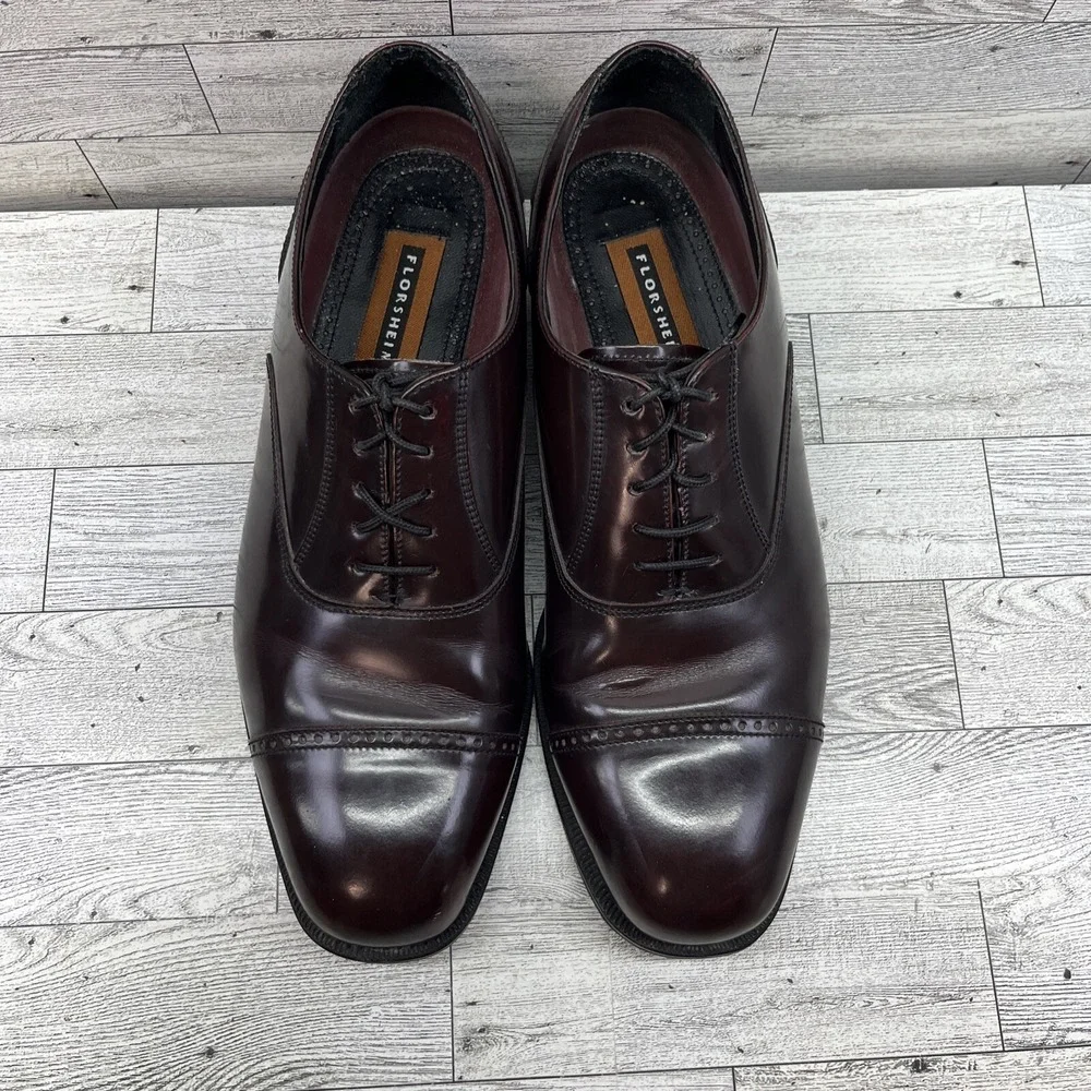 Florsheim 17067-05 Lexington Oxford Cap Toe Burgundy Leather Dress Shoes Men 10D